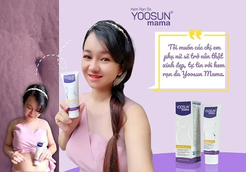 Hotmom Thu Hương dùng kem trị rạn da yoosun mama